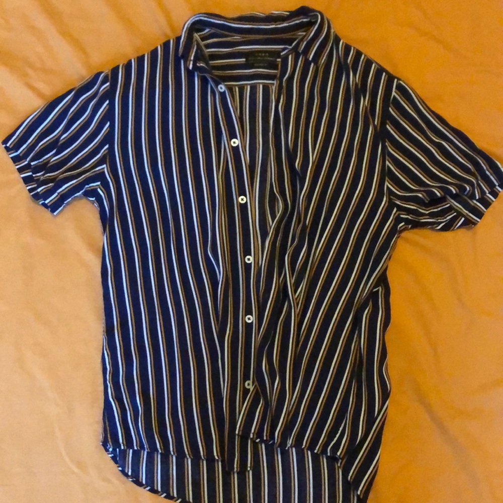 Zara striped button up short sleeve